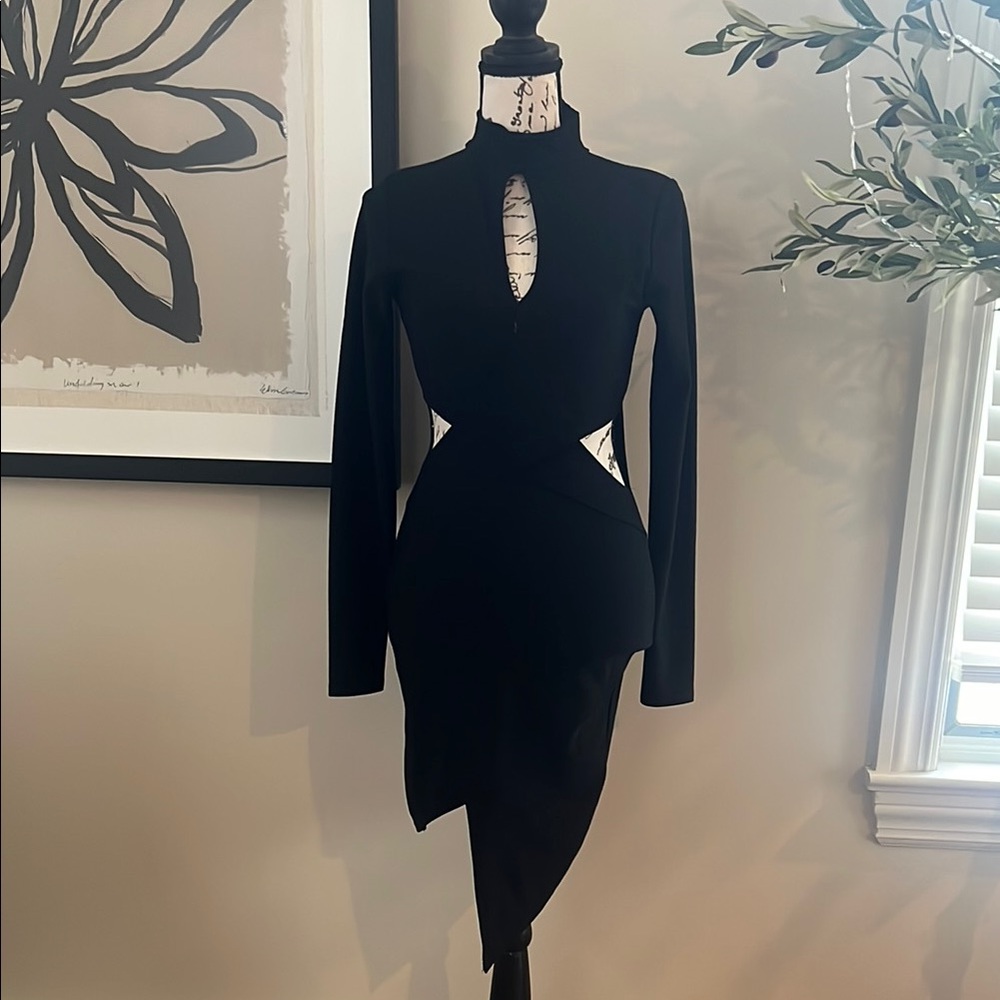 Misguided Elegant Black Cut-Out Dress